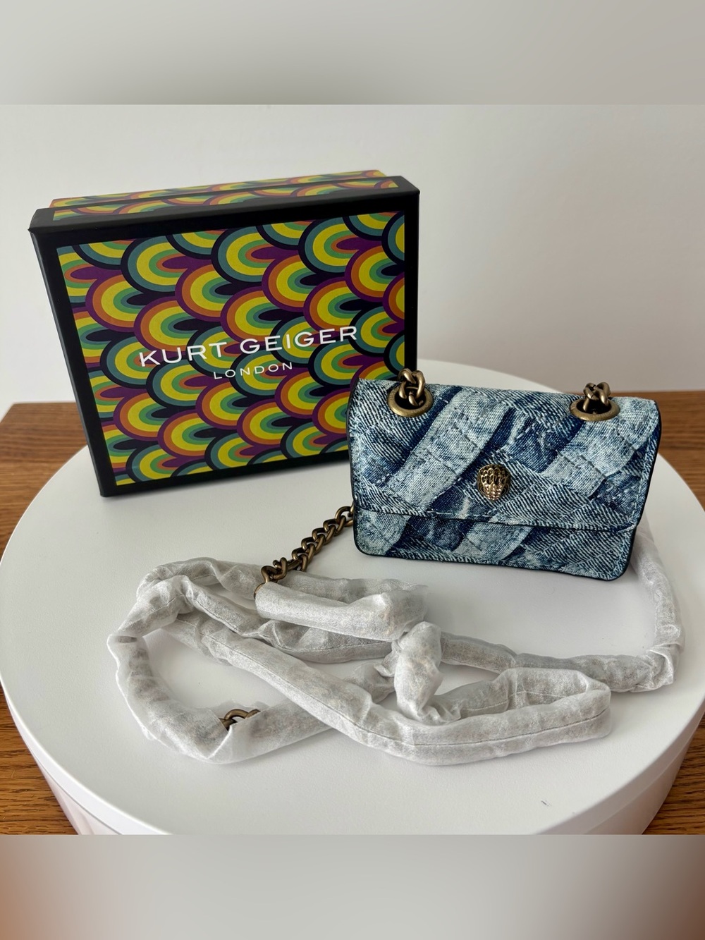 Kurt Geiger London Micro Kensington Denim Crossbody Bag - NIB